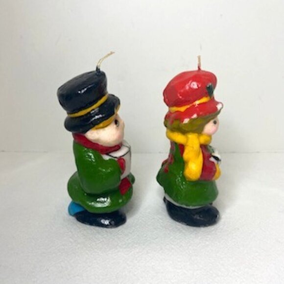 Vintage Interpur Christmas Caroler Candles Pair Retro Classic Holiday Decor 5" H - Picture 4 of 9